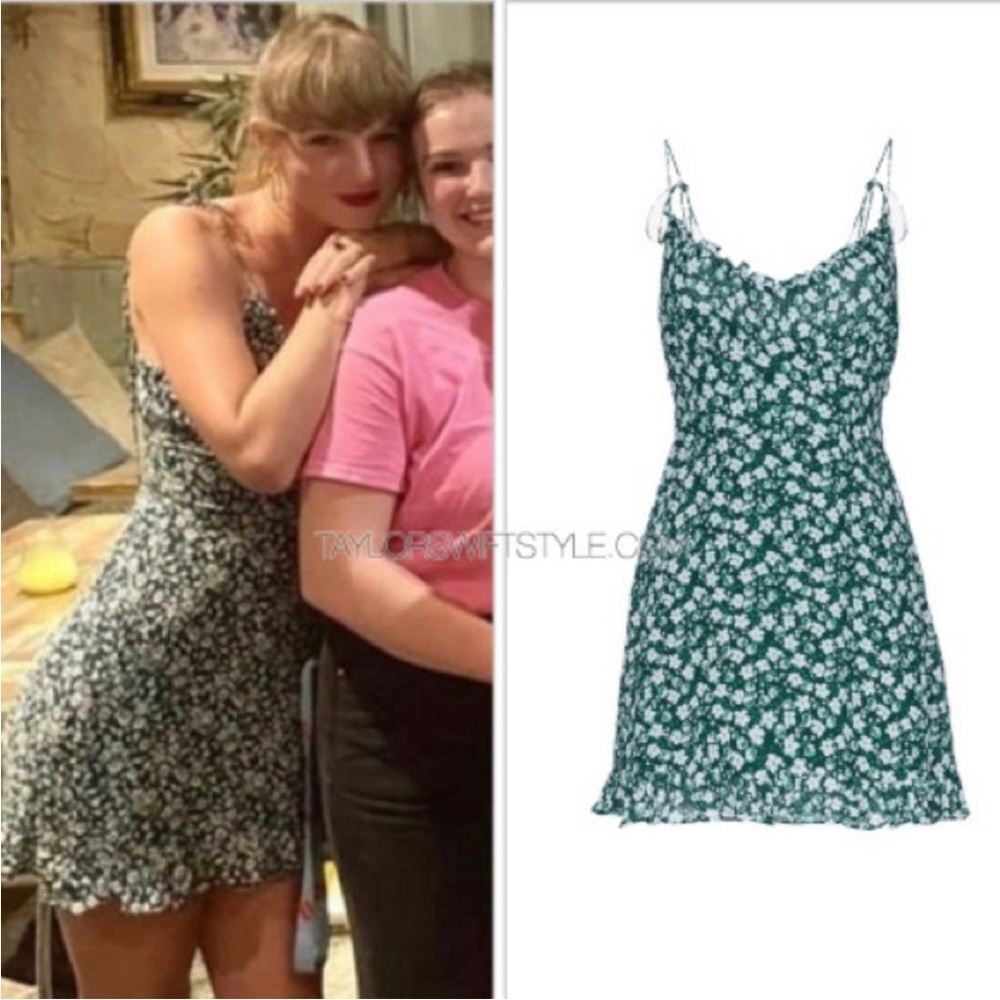 Reformation 2 Esther Green Floral Mini Dress